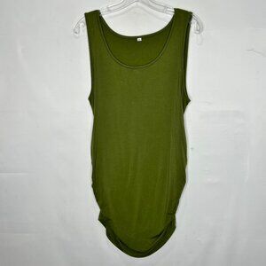 Unbranded Maternity Woman’s Tank Top sz XL Army Green Gathered Sides Stretch